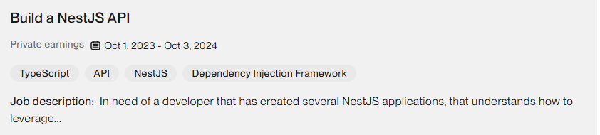 Client contract and review: NestJS API build