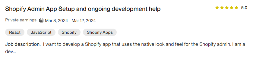 Client contract and review: Shopify admin app setup & development